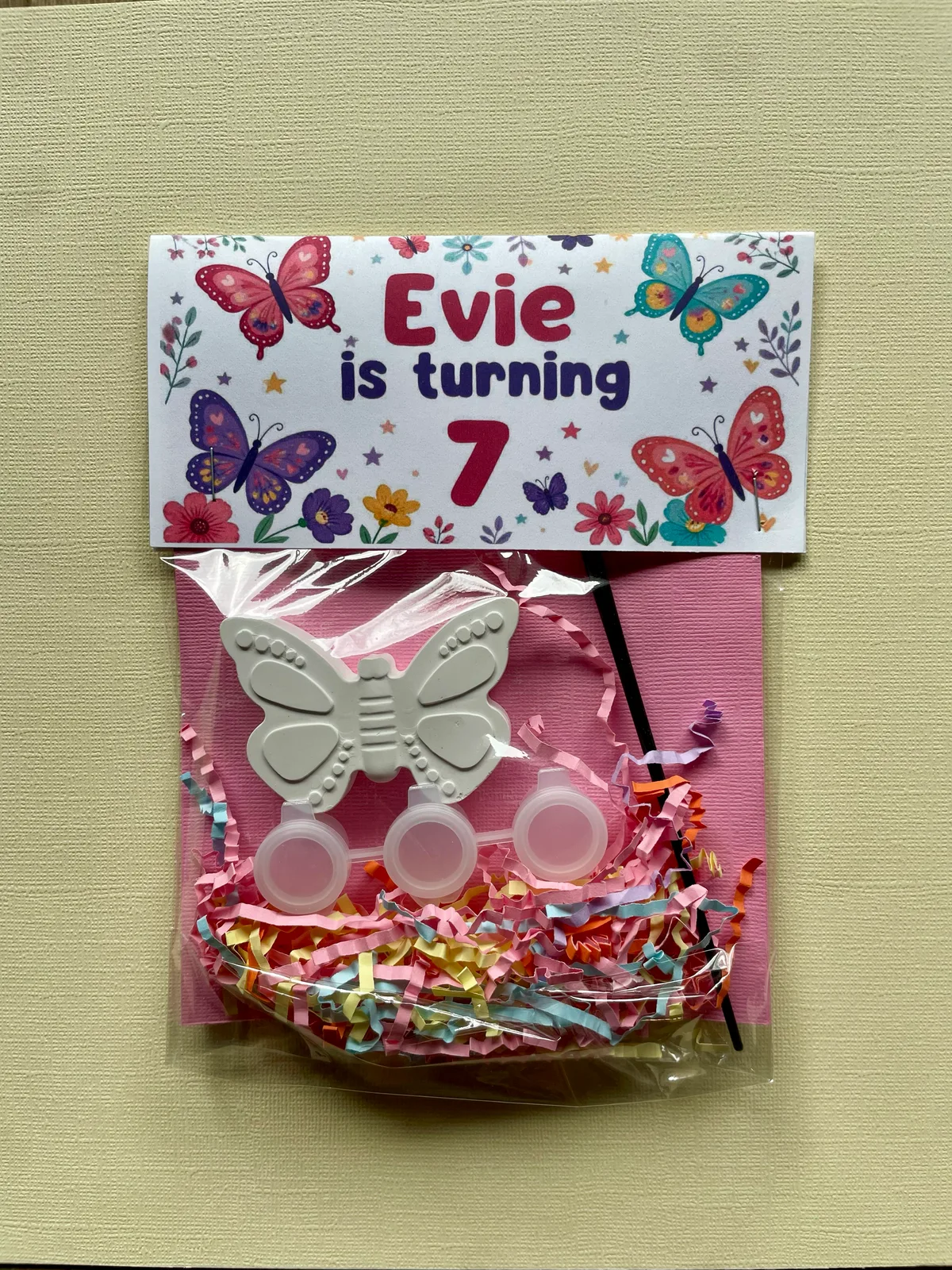 Personalised butterfly plaster painting party favour