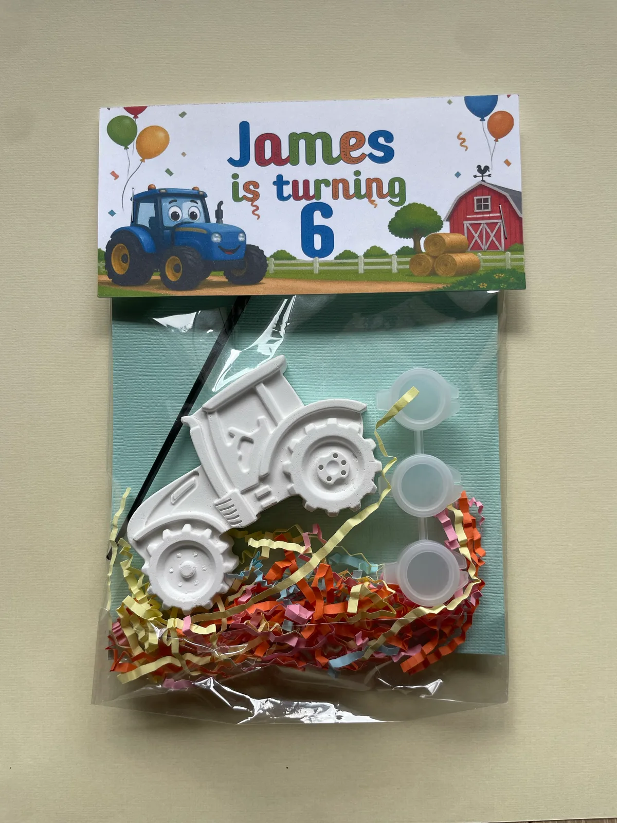Personalised tractor plaster painting party favour