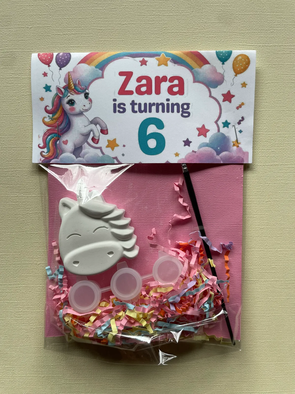 Personalised unicorn plaster painting party favour